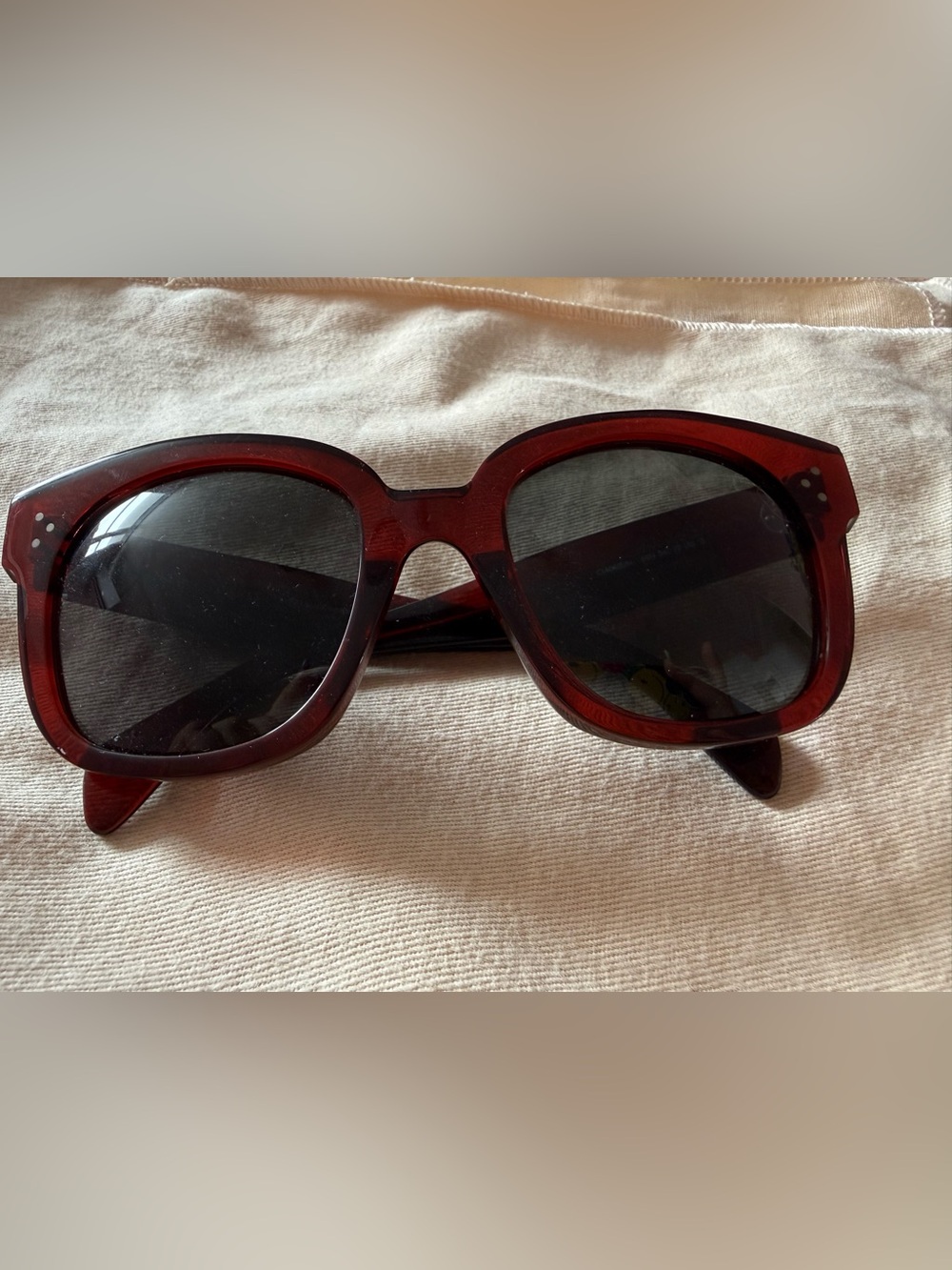 Celine Oversized Dark Red Square Sunglasses